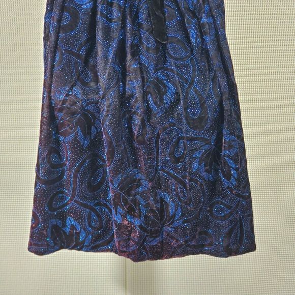 Jessica McClintock Gunne Sax Dress 12 Black Crushed Velvet Blue Prom Cocktail - Picture 10 of 12